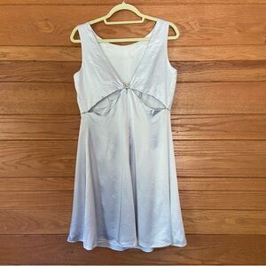 Vintage 90s Kay Unger Evening ice blue satin cutout back mini dress